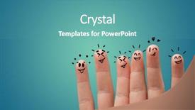  Presentation with building team - Amazing slide set having happy fingers with team building backdrop and a teal colored foreground