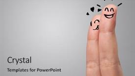  Presentation with team building - Cool new presentation theme with happy fingers with team building backdrop and a light gray colored foreground