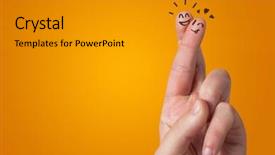  Presentation with team building - Cool new slides with happy fingers with team building backdrop and a gold colored foreground