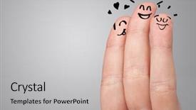  Presentation with team building - Presentation theme consisting of happy fingers with team building background and a light gray colored foreground