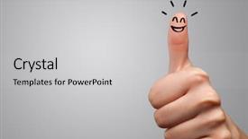  Presentation with team building - Slide deck consisting of happy fingers with team building background and a light gray colored foreground