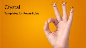  Presentation with building team - Presentation theme enhanced with happy fingers with team building background and a gold colored foreground