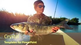  Presentation with trophy - Audience pleasing presentation consisting of happy-fisherman-holds-trophy-asp backdrop and a tawny brown colored foreground