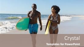  Presentation with healthy lifestyle - Presentation consisting of happy-fit-african-american-couple background and a gray colored foreground