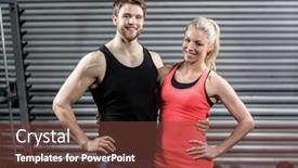  Presentation with crossfit - Theme enhanced with happy fit couple embracing at crossfit gym background and a tawny brown colored foreground