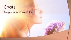  Presentation with flower woman - Slide deck consisting of happy flowers - beautiful woman with big flower background and a lemonade colored foreground