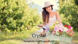  Presentation with safari park beautiful wildlife animal - Cool new presentation design with happy flowers - beautiful young woman on bike backdrop and a yellow colored foreground