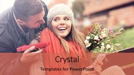  Presentation with giving a - Presentation theme with happy flowers - picture of a man giving background and a coral colored foreground