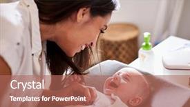  Presentation with happy baby - Slide deck featuring happy four month old baby background and a coral colored foreground