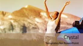 Presentation with free nature - PPT layouts having happy free woman next background and a coral colored foreground