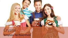  Presentation with oktoberfest - Presentation theme featuring happy-friends-celebrate-together background and a red colored foreground