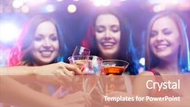  Presentation with cocktail party - PPT layouts having happy friends clinking cocktail background and a coral colored foreground