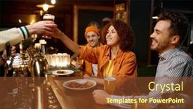  Presentation with sports bar - Theme enhanced with happy-friends-company-rest background and a tawny brown colored foreground