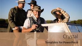  Presentation with safari - Presentation design having happy-friends-enjoying-in-vehicle background and a coral colored foreground