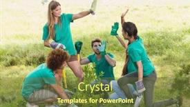  Presentation with community day - Amazing PPT layouts having happy friends gardening for the community on a sunny day backdrop and a tawny brown colored foreground