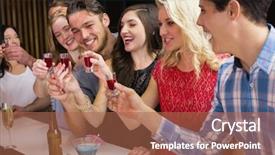  Presentation with together - Colorful slides enhanced with happy friends having a drink backdrop and a  colored foreground