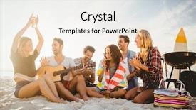  Presentation with fun - PPT layouts featuring happy friends having fun near background and a sky blue colored foreground