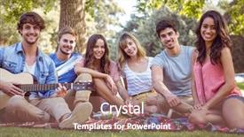  Presentation with picnic - Beautiful slides featuring happy friends in a park having a picnic in a sunny day backdrop and a coral colored foreground