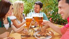  Presentation with beer garden - Amazing presentation theme having happy-friends-in-beer-garden backdrop and a coral colored foreground
