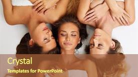  Presentation with community service happy volunteer group - Audience pleasing PPT layouts consisting of happy friends in spa backdrop and a red colored foreground