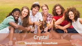  Presentation with picnic - PPT theme enhanced with happy friends in the park background and a  colored foreground