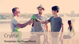  Presentation with rest - Slides featuring happy friends on rest at beach background and a lemonade colored foreground