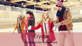  Presentation with friendship - Colorful slide deck enhanced with happy friends on skating rink backdrop and a red colored foreground