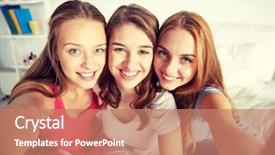  Presentation with pajama - Cool new presentation theme with happy friends or teenage girl backdrop and a coral colored foreground
