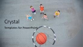  Presentation with happy image - Audience pleasing presentation consisting of happy friends playing basketball backdrop and a light gray colored foreground