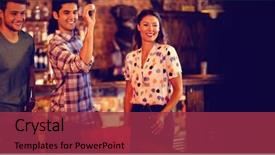  Presentation with beer pong table - Beautiful PPT layouts featuring happy friends playing beer pong backdrop and a red colored foreground