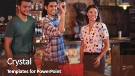  Presentation with beer pong table - Beautiful PPT theme featuring happy friends playing beer pong backdrop and a tawny brown colored foreground