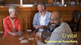  Presentation with playing cards - Slide deck enhanced with happy-friends-playing-cards background and a tawny brown colored foreground