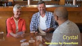  Presentation with playing cards - Slides having happy-friends-playing-cards background and a tawny brown colored foreground