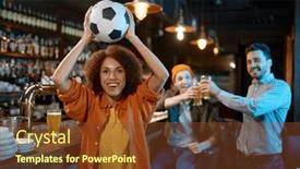  Presentation with sports bar - PPT theme enhanced with happy-friends-rest-at-sports background and a  colored foreground