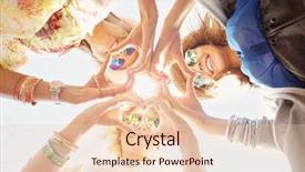  Presentation with friends - Slide set featuring happy friends showing heart background and a lemonade colored foreground