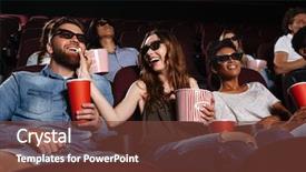  Presentation with drinking water - Slide deck having happy friends sitting in cinema background and a tawny brown colored foreground