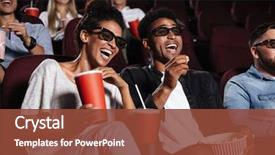  Presentation with drinking water - Colorful PPT theme enhanced with happy friends sitting in cinema backdrop and a tawny brown colored foreground