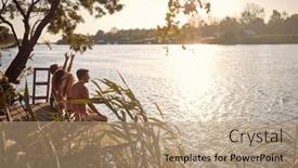  Presentation with time - Presentation theme enhanced with happy-friends-spend-leisure-time background and a coral colored foreground