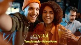  Presentation with sports bar - Presentation with happy-friends-taking-selfie-photo background and a tawny brown colored foreground