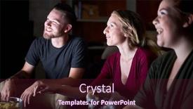  Presentation with friends - PPT layouts featuring happy-friends-watching-tv background and a wine colored foreground