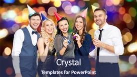  Presentation with party lights - PPT layouts with happy friends with party blower background and a  colored foreground