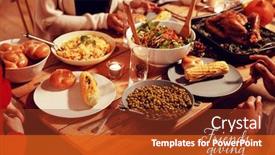  Presentation with millennial - Presentation featuring happy friendsgiving against millennial adult friends celebrating thanksgiving together at home background and a tawny brown colored foreground