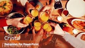  Presentation with millennial - Slide deck enhanced with happy friendsgiving against millennial adult friends celebrating thanksgiving together at home background and a tawny brown colored foreground