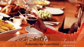  Presentation with happy thanksgiving - Slide set featuring happy friendsgiving against millennial adult friends celebrating thanksgiving together at home background and a red colored foreground