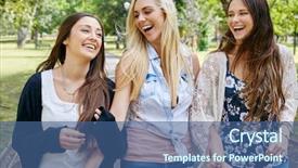  Presentation with teen girl - Presentation theme consisting of happy fun teen girl friends background and a ocean colored foreground