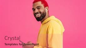  Presentation with funky - Colorful presentation theme enhanced with happy-funky-young-african-wearing backdrop and a coral colored foreground