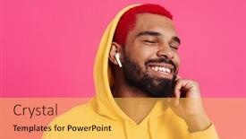  Presentation with african music - Slide set having happy-funky-young-african-wearing background and a yellow colored foreground