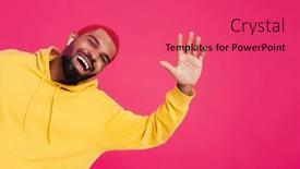  Presentation with african music - Colorful presentation enhanced with happy-funky-young-african-wearing backdrop and a red colored foreground