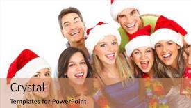  Presentation with christmas party - PPT theme enhanced with happy funny people christmas party background and a  colored foreground