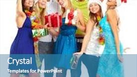 Presentation with christmas party - PPT theme enhanced with happy funny people christmas party background and a teal colored foreground